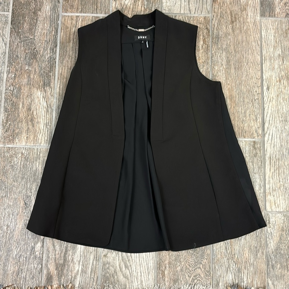 DKNY Black Vest with Chiffon Back XS